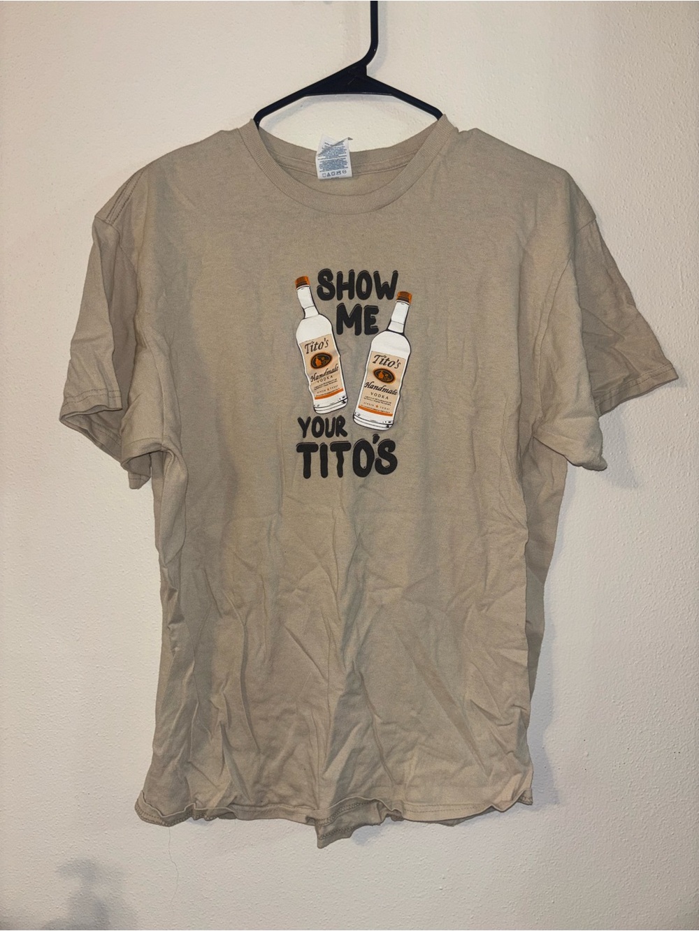 Delta Beige Short-Sleeve Tee with Tito’s Bottle Graphic